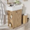 Bathroom Vanity With Sink, 21.6" Freestanding Wood Grain Cabinet With Storage Ideal For Small Bathrooms - Wood - Image 5