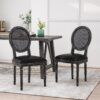 French Country Dining Chair (Set of 2) With Cane Backrest - Black - Image 4