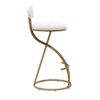 Modern S Shaped Bar Stools (Set of 2) With Backrest Floral Print Upholstered Dining Chairs Counter Height For Kitchen Island - Gold & White Print - Image 7