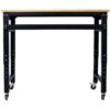 48" Wide Rolling Workbench For Garage, Adjustable Height, Workshop Tool Bench, Metal With Rubber Wood Top - Black / Light Brown - Image 6
