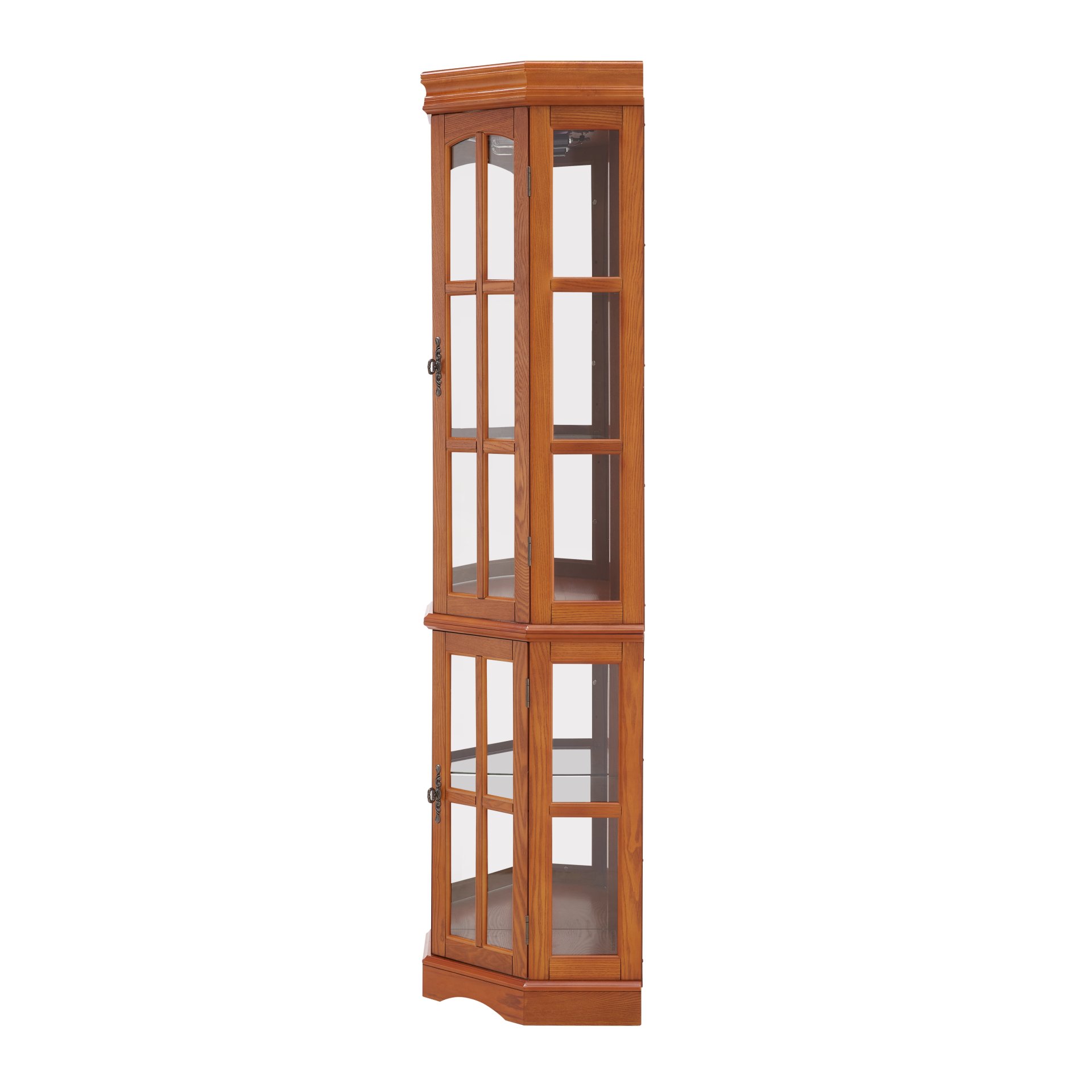 Corner Curio Cabinet With 5 Shelves And Lighting System (E26 Light Bulb Not Included) - Oak - Image 13
