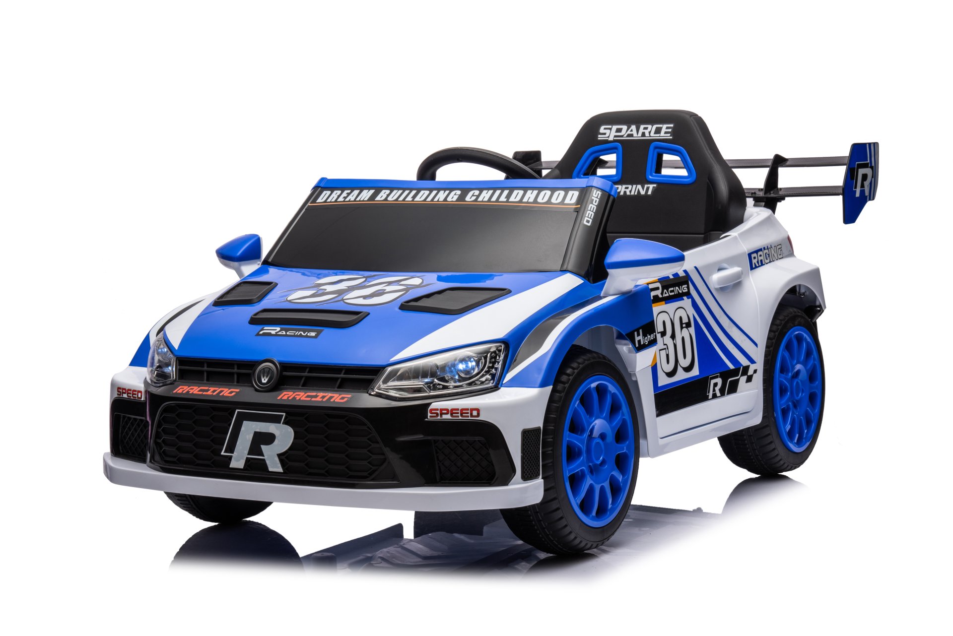 12V4A 20W*2 One Button Start, Forward And Backward, High And Low Speed, Music, Front Light, Power Display, Two Doors Can Open, 2.4G R / C, Seat Belt Four Wheel Absorber Kids Ride On Car - Blue - Image 7