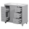 Contemporary Bathroom Vanity Cabinet, 4 Drawers & 1 Cabinet Door, Multipurpose Storage, Resin Integrated Sink, Adjustable Shelves, Solid Wood Frame With MDF - Gray - Image 10