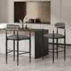 Barstools (Set of 2), Counter Height Upholstered Bar Stools With Backs And Iron Legs For Kitchen Island Fabric Seating 260Lbs Weight Capacity - Gray - Image 4