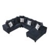 Modern U Shape Sectional Sofa, Velvet Corner Couch With Lots Of Pillows Included, Elegant And Functional Indoor Furniture - Black - Image 3