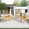 Creative Braided Acacia Wood Outdoor Dining Table And Chairs With Armrests (Set of 2) - Teak / White - Image 5