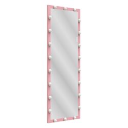 Hollywood - Full Length Mirror With Lights Full Body Vanity Mirror With 3 Color Modes Wall Lighted Standing Floor Mirror For Dressing Room Bedroom Hotel Touch Control - Pink
