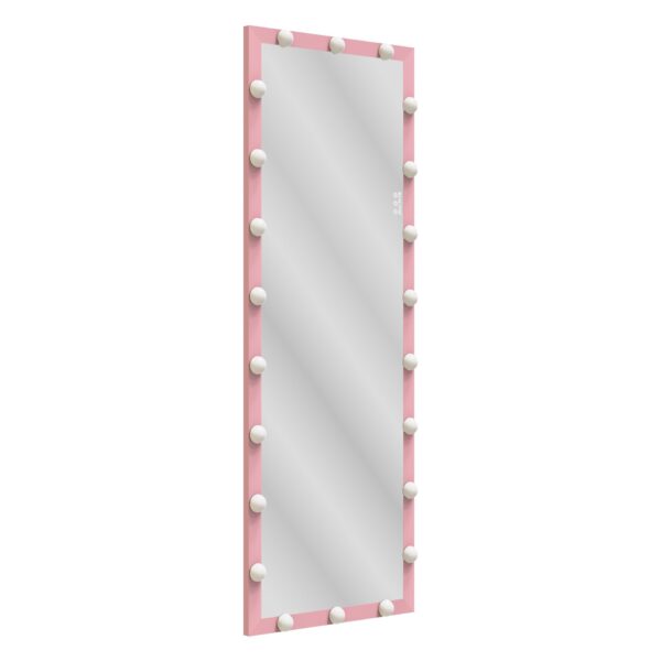 Hollywood - Full Length Mirror With Lights Full Body Vanity Mirror With 3 Color Modes Wall Lighted Standing Floor Mirror For Dressing Room Bedroom Hotel Touch Control - Pink