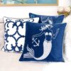 Liz Mermaid Pillow Cover With Matching Back And Hidden Zipper - Indigo - Image 2
