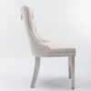 Nikki - Modern, High-End Tufted Solid Wood Contemporary Velvet Upholstered Dining Chair With Chrome Stainless Steel Plating Legs, Nailhead Trim (Set of 2) - Beige - Image 5