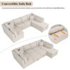 Oversized Sectional Sofa U-Shaped Sofa Couch Pull-Out Sofa Bed With Two Throw Pillows For Living Room - Beige - Image 5