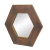 Hexagon Mirror With Solid Wood Frame, Wall Decor For Living Room Bathroom Hallway - Dark Brown - Image 4