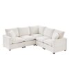 Modern L Shape Modular Sofa, 5 Seat Chenille Sectional Couch Set With 2 Pillows Included, Freely Combinable Indoor Funiture - White - Image 2