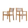 Outdoor Dining Chair (Set of 2), Patio Chairs, Teak Acacia Wood - Light Brown - Image 4