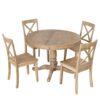 Modern Dining Table Set For 4, Round Table And 4 Kitchen Room Chairs, 5 Piece Kitchen Table Set For Dining Room, Dinette, Breakfast Nook - Natural Wood Wash - Image 15