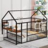 Full Size Bed House Frame With Desk, Shelves, Power Outlets And USB Ports - Black - Image 14