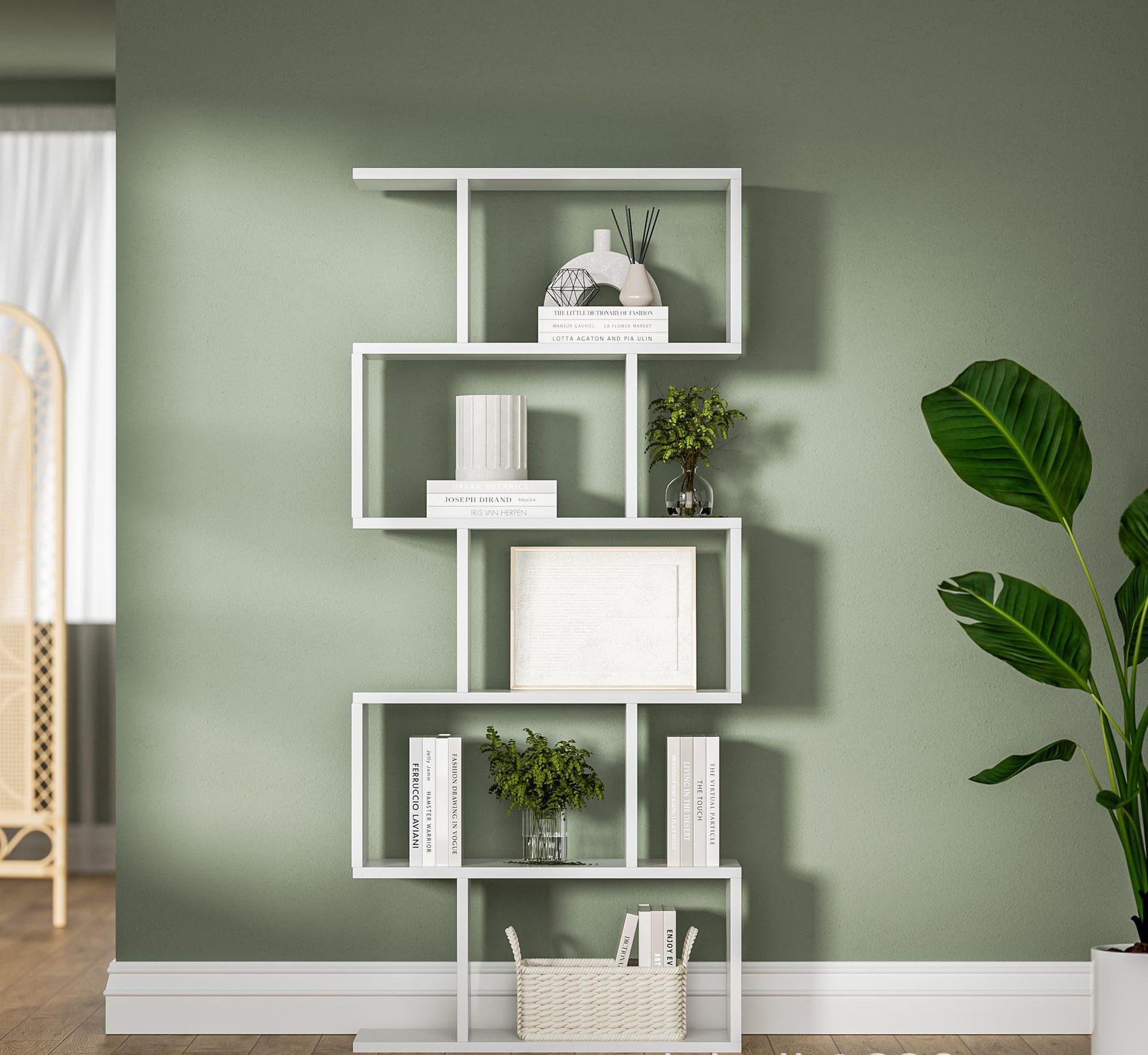 5 Layer Simple Household White Bookshelf - Cream White - Image 5