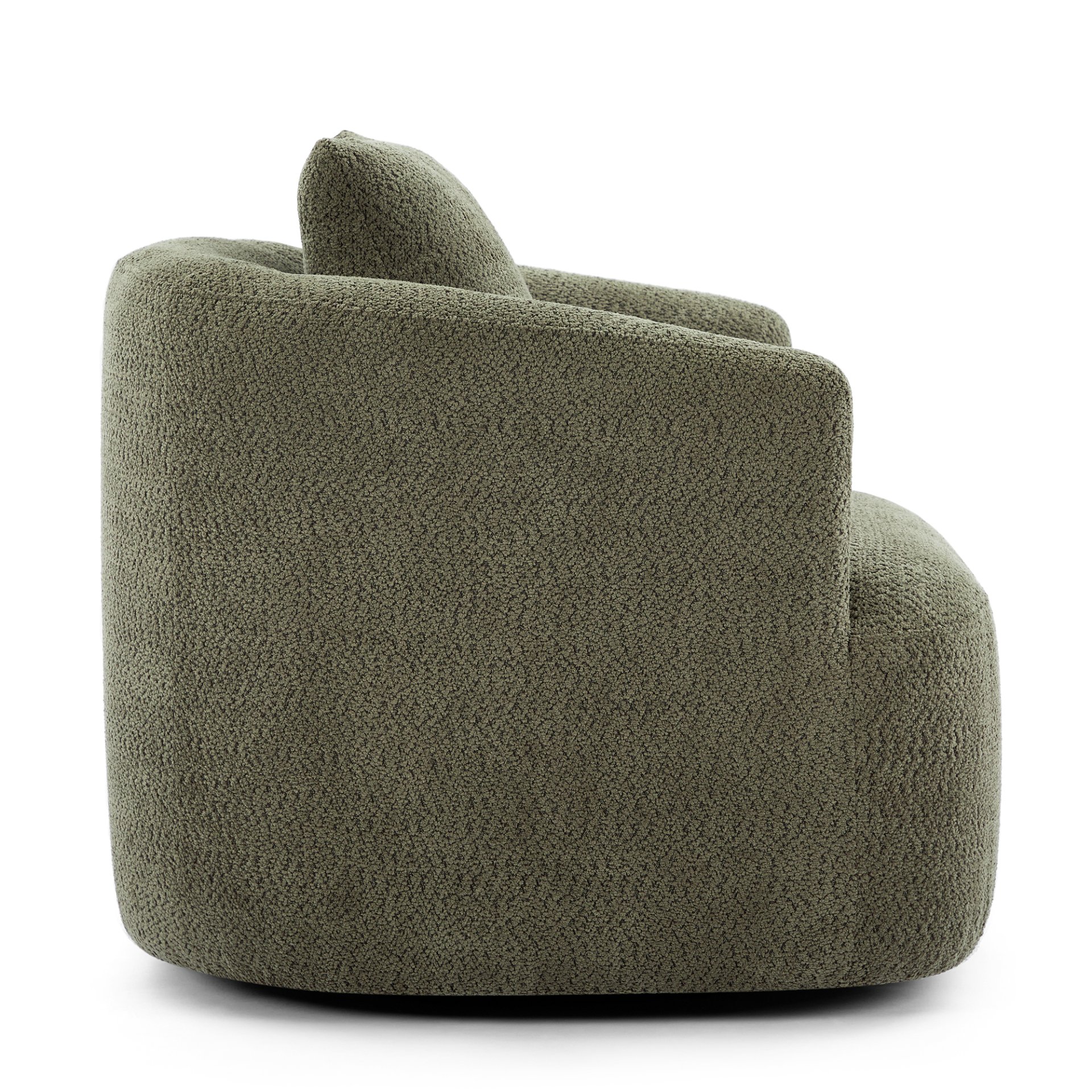 360° Swivel Chair, Chenille Upholstered Barrel Sofa Chair With Throw Pillow, For Living Room, Office - Green - Image 14