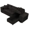 Modern L-Shape 3 Seat Reversible Sectional Couch, Pull Out Sleeper Sofa With Storage Chaise And 2 Stools For Living Room Furniture Set - Charcoal Gray - Image 17