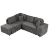 Convertible Sleeper, Sectional Pull Out Sofa Bed With Storage Ottoman, 2 Throw Pillows, 2 Stools, Wireless Charger And Two Hidden USB Ports For Living Room - Dark Gray - Image 11