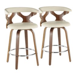 Gardenia - Mid-Century Modern Counter Stool (Set of 2) - Walnut / Cream