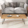 Modern Coffee Table Tea Table, Cocktail Table With With Chevron Pattern & Metal Hairpin Legs For Living Room - Natural - Image 2