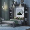 Full Size Murphy Wall Bed With Shelves And LED Lights - Gray - Image 19