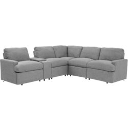 Power Recliner Corner Sofa Home Theater Reclining Sofa Sectional Couches With Storage Box, Cup Holders, USB Ports And Power Socket For Living Room - Gray
