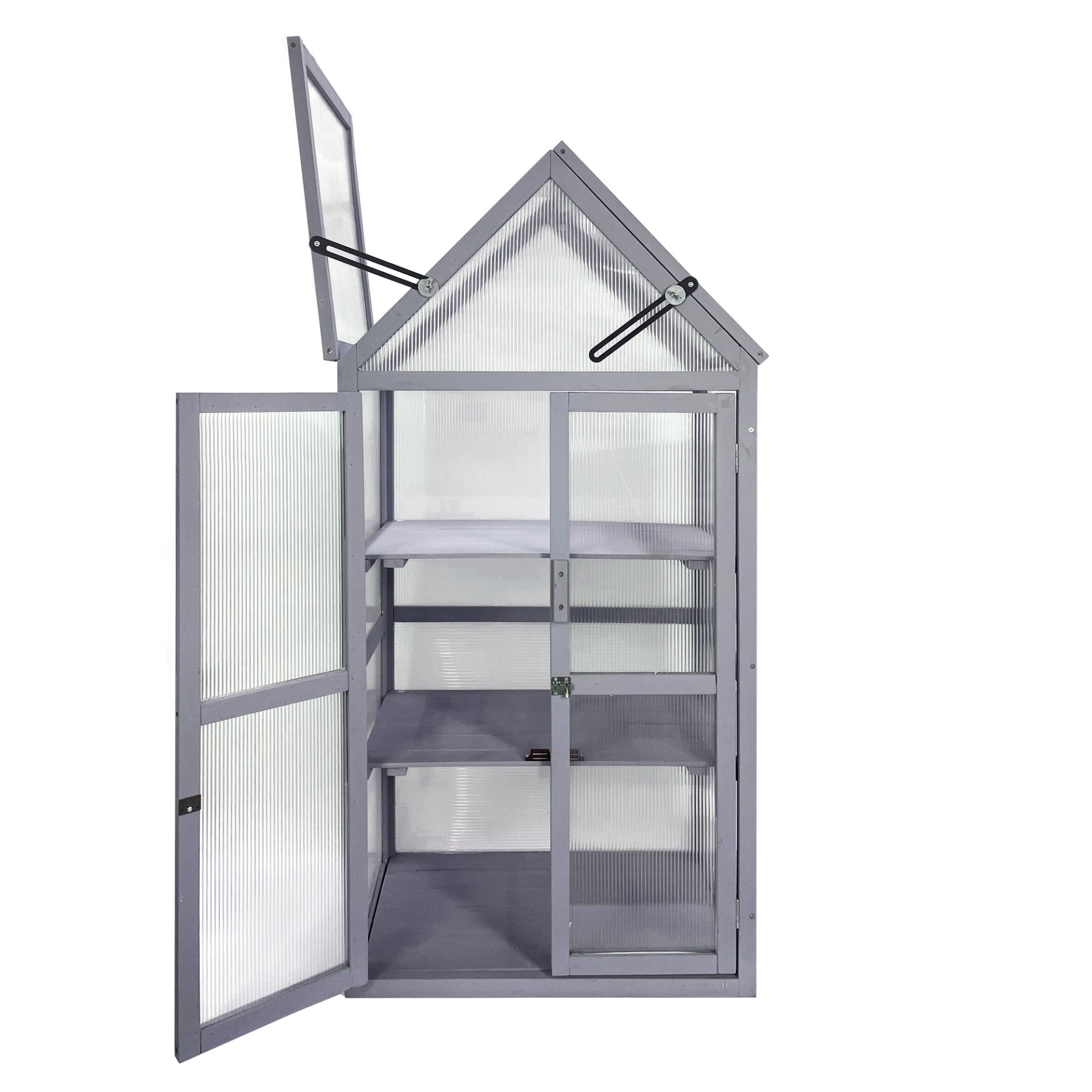 Mini Greenhouse Kit, Outdoor Small Green House, Wood, Plant Stand For Indoor Garden & Patio Balcony Apartments Porch Terrace Outsid Accessories, Uv-Resistant - Gray - Image 11
