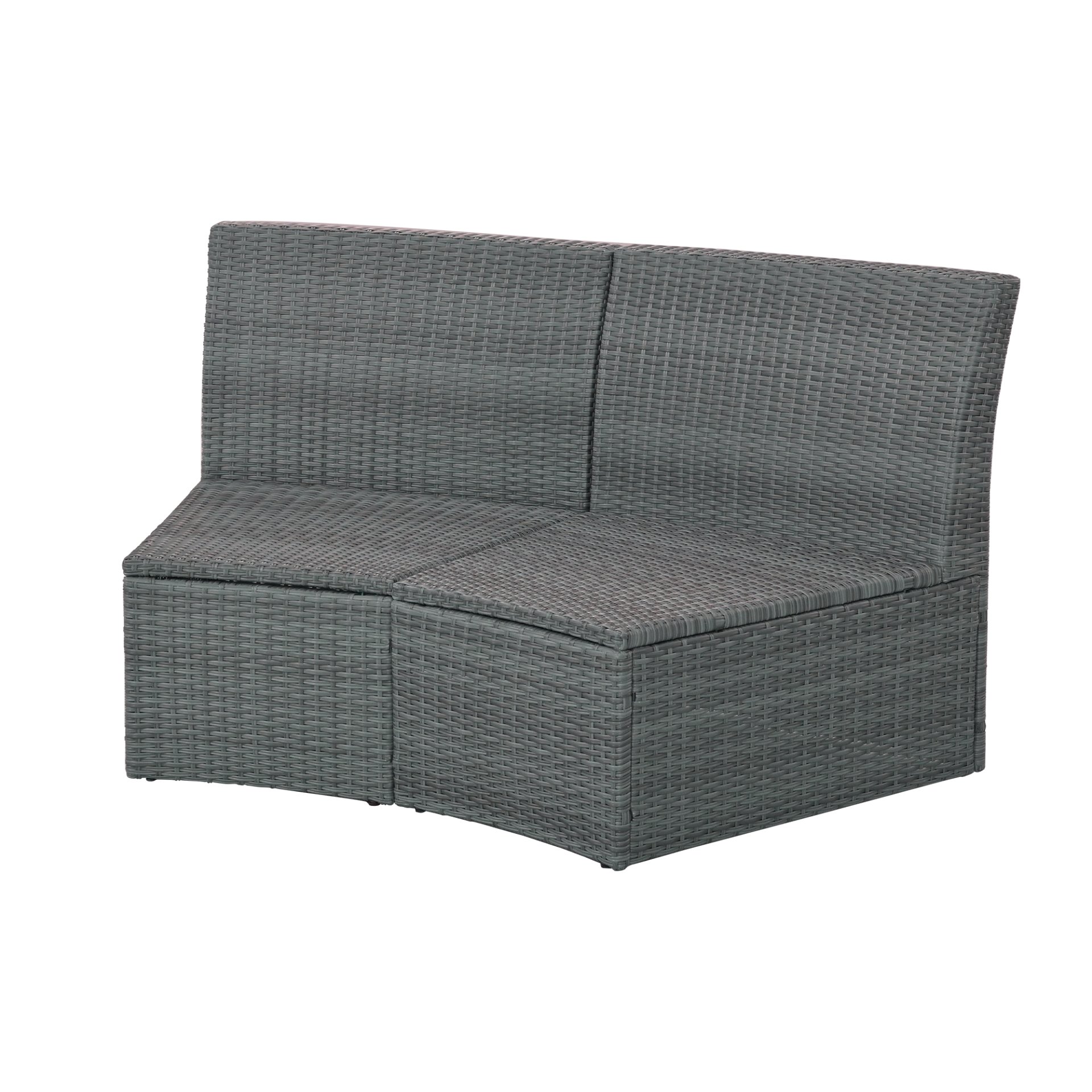 10 Piece Outdoor Sectional Half Round Patio Rattan Sofa Set, Wicker Conversation Furniture Set For Free Combination - Light Gray - Image 20