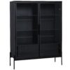 Modern Minimalist Style LED Curio Cabinet With Tempered Glass Door, Metal Legs - Black - Image 6