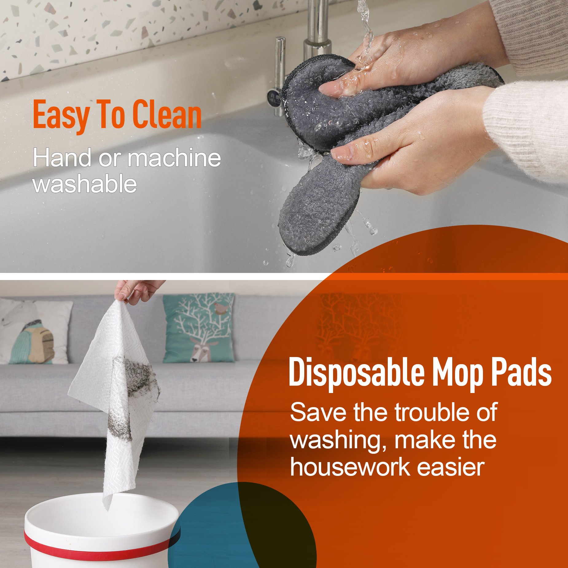 Effortless Wall Cleaning Mop With Disposable Pads, Versatile Triangle Design - White - Image 7