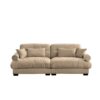 Modern Velvet 2 Seater Sofa & Bolstered Armrests And Pillows - Camel - Image 6