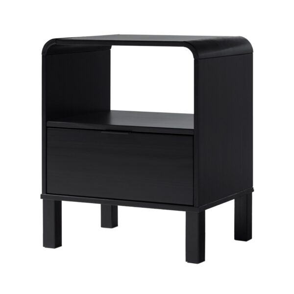 Modern Minimalist Curved Top Nightstand - Black