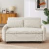 Pull Out Sofa Bed Convertible Couch 2 Seat Loveseat Sofa Modern Sleeper Sofa With 2 Throw Pillows And USB Ports For Living Room - Beige - Image 9