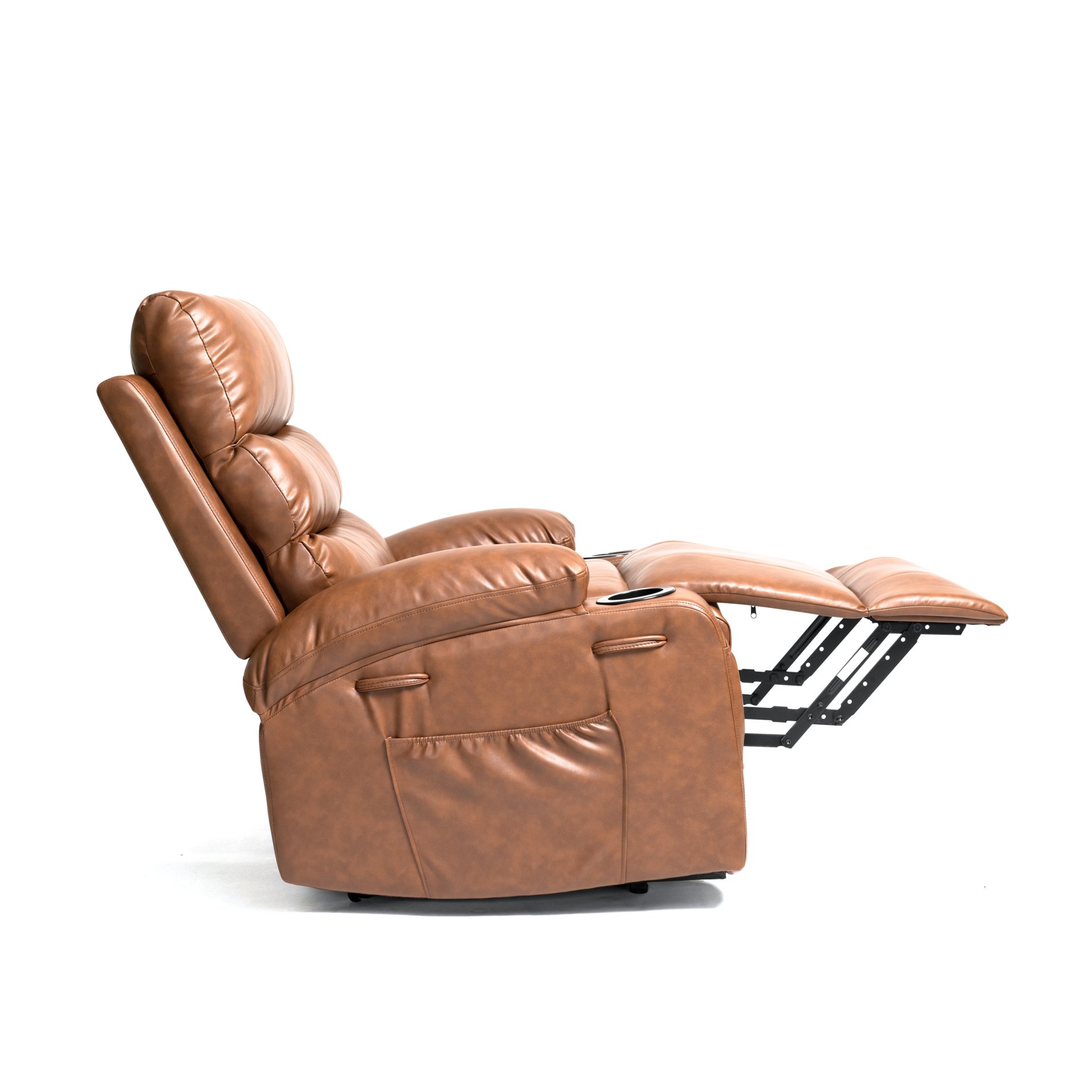 Electric Power Lift Recliner Chair Sofa, Vibration Massage, And Cup Holders - Brown - Image 13