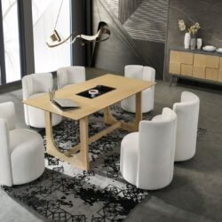 Blayde - 8 Pieces Dining Room Set - Natural / White