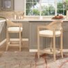 Americana - Mid-Century Modern Cane Back Counter Stool - Ivory White - Image 14