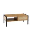 40.16" Rattan Coffee Table, Sliding Door For Storage, Metal Legs, Modern Table For Living Room - Natural - Image 9
