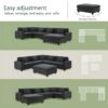 U Shaped Sectional Sofa 6 Seat Couch Set With Oversized Ottoman, Hidden Armrest Storage And Cup Holders USB Charging Ports Wide Seat Sofa - Black - Image 20