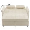 Loveseat Sofa Pull Out Sofa Bed Sleeper Sofa With A Reversible Backrest Cushion, Side Pockets, 2 USB Ports And A Phone Holder For Living Room - Beige - Image 16