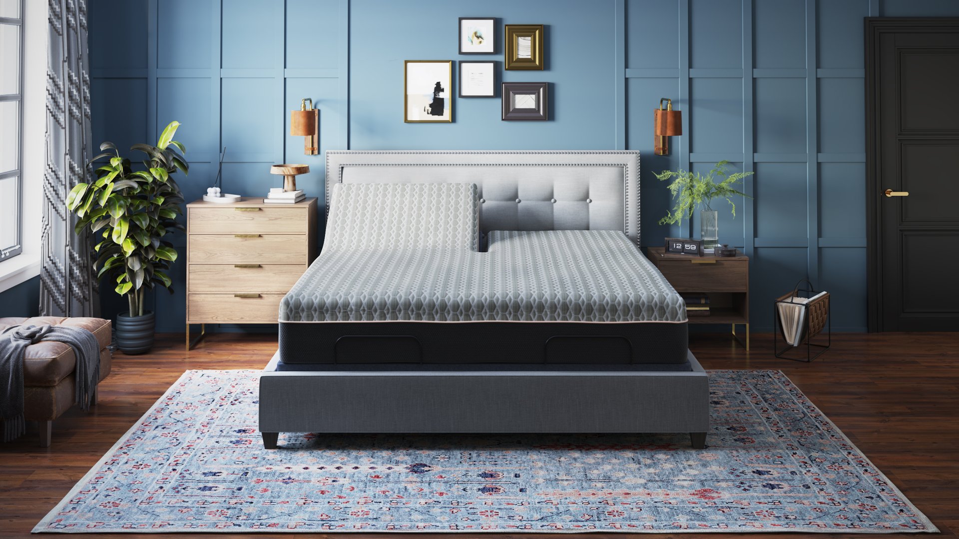 Bt3000 - Flex Head King Adjustable Bed Base With Head And Foot Position Adjustment - Blue / Gray - Image 3