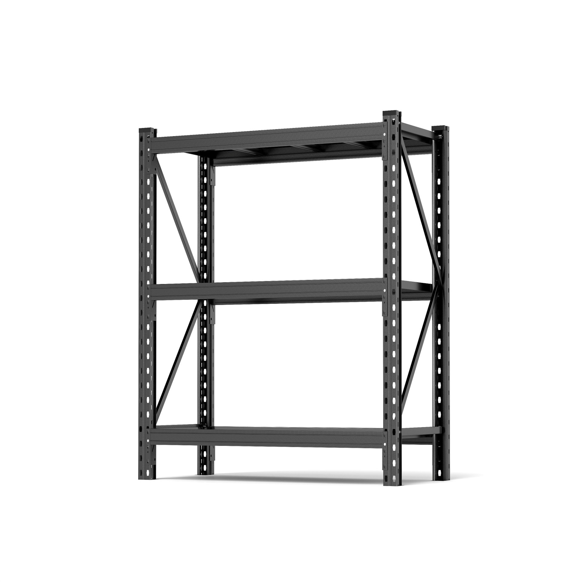 3 Tier Industrial Shelving Rack, Heavy Duty Shelving Unit Adjustable - Black - Image 5