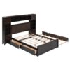 Full Size Bed With All In One Cabinet, Shelf And Sockets, Twin Size Trundle - Espresso - Image 4