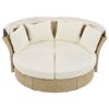 Outdoor Patio Daybed Wicker Rattan Double Daybed Round Sofa Furniture Set With Retractable Canopy, 4 Pillows For Lawn Garden Backyard Porch Pool - Beige - Image 15