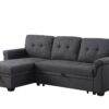 Lucca - Linen Reversible Sleeper Sectional Sofa With Storage Chaise - Dark Gray - Image 12