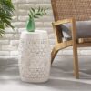 Transitional Ruby - Side Table With Lace Cut Design - White - Image 5
