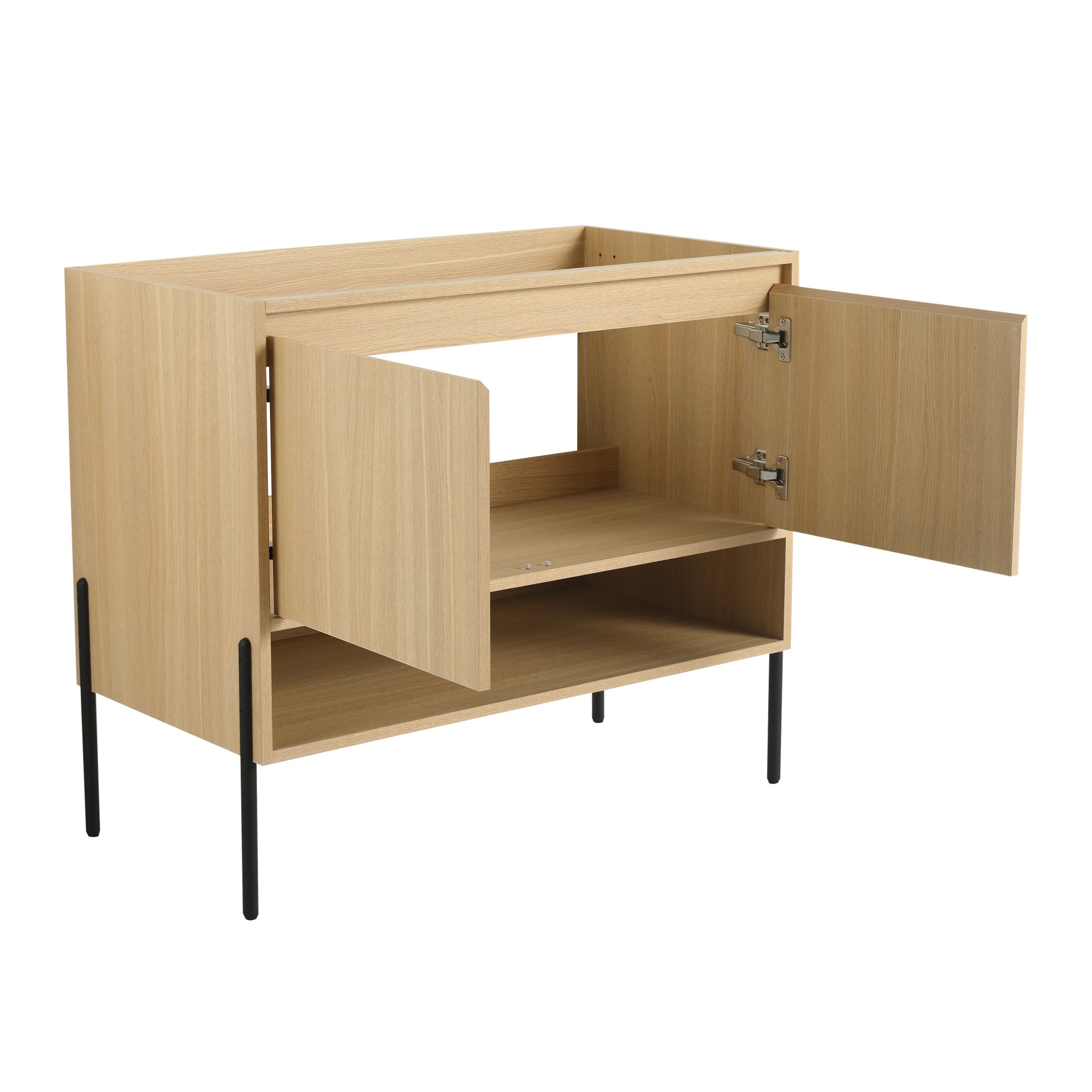 Minimalist 36" Freestanding Bathroom Vanity With 2 Soft Close Cabinet Doors - Oak - Image 14