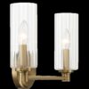 Regal - Double Light Vanity With Clear Ribbed Satin - Antique Brass / Clear - Image 3