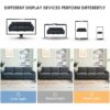 Sectional With Bluetooth Speaker Comfy Cloud Couch Set With Drop Down Table Cup Holders, USB Charger Storage Armrest Wide Seat Sofa - Dark Gray - Image 22